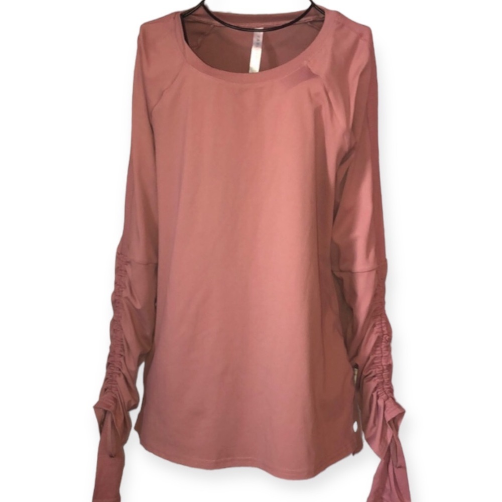 Fabletics Cashel Long Sleeve Shirt Adjustable Ruched Sleeve Orchid Pink Medium​​